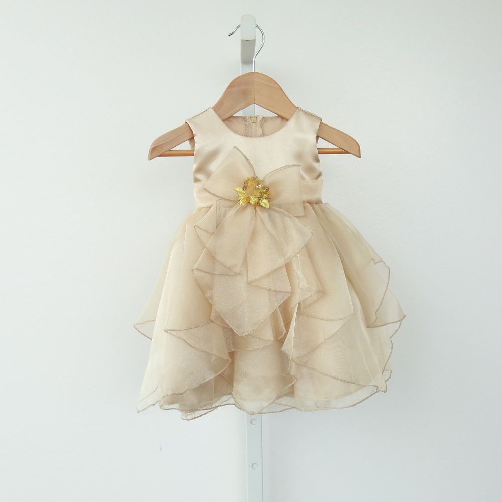 Pinky Kids Gold Sparkly Dress